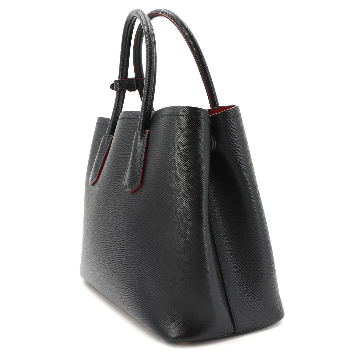 Tote Shoulder Bag Saffiano Leather Black Red BN2316 Purse