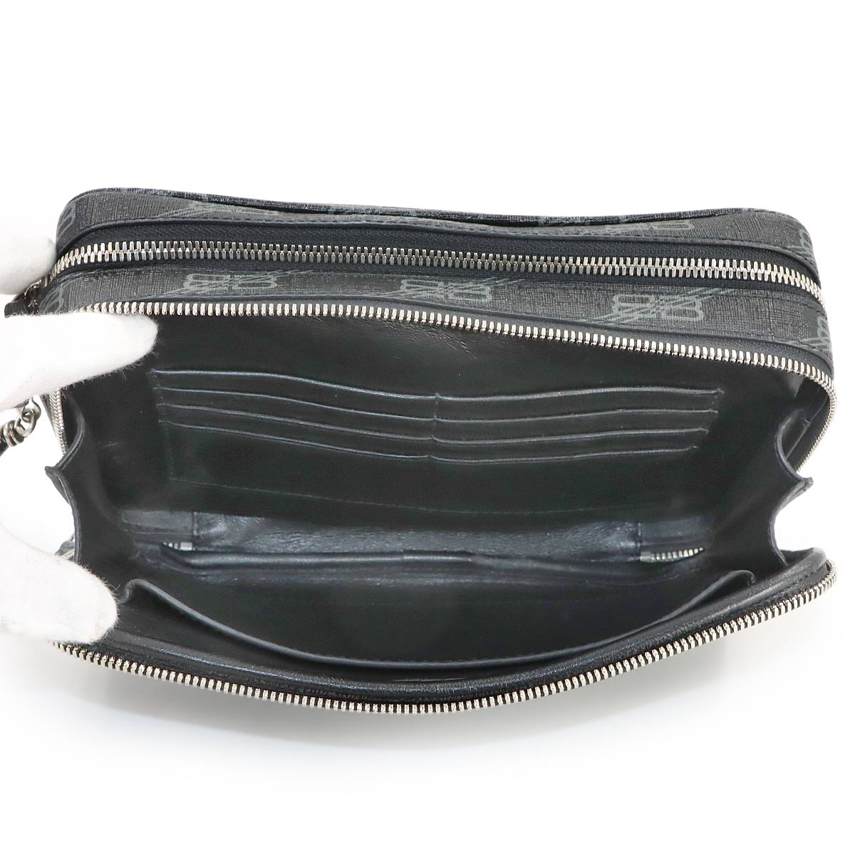 BB Monogram Signature Clutch Bag PVC Black 644432