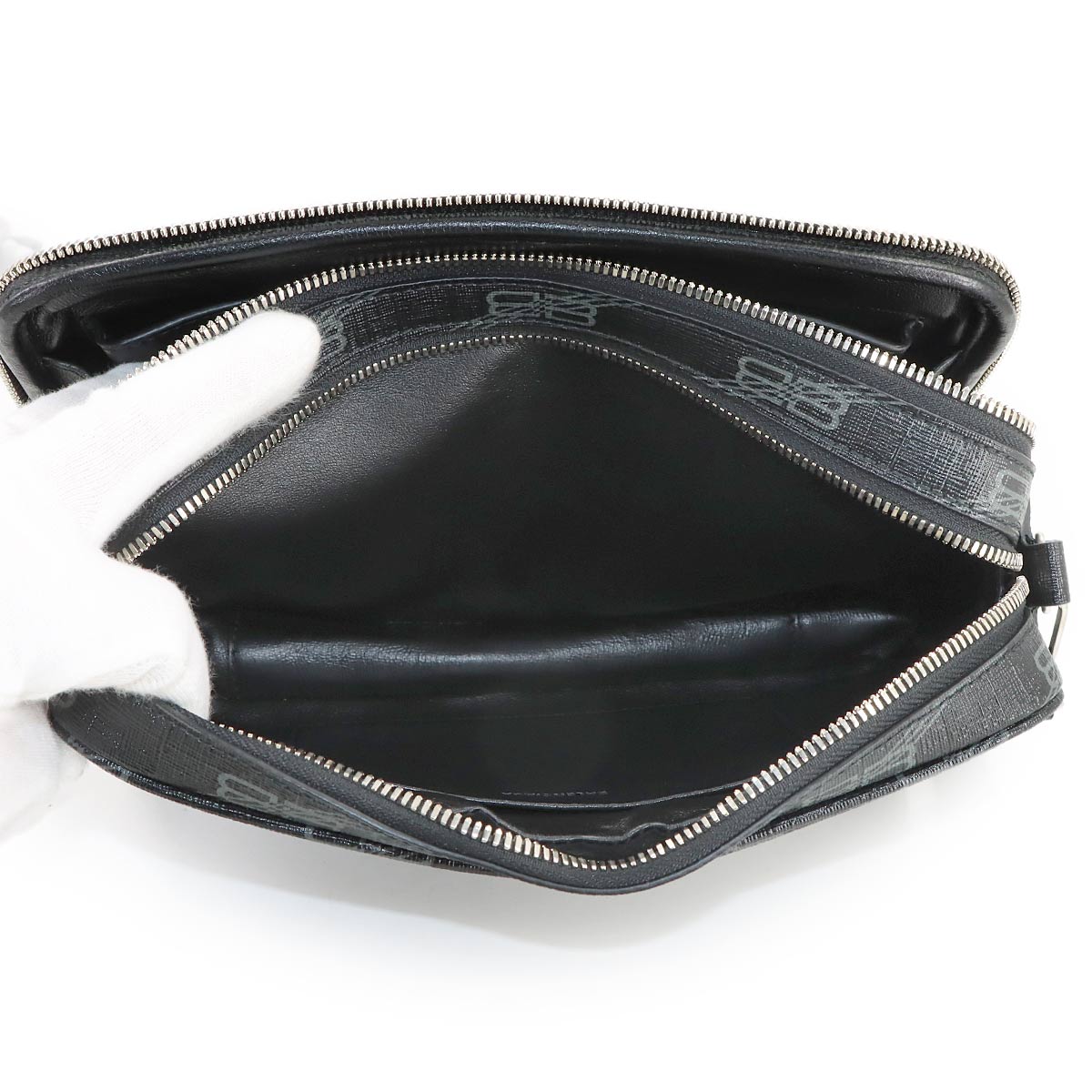 BB Monogram Signature Clutch Bag PVC Black 644432