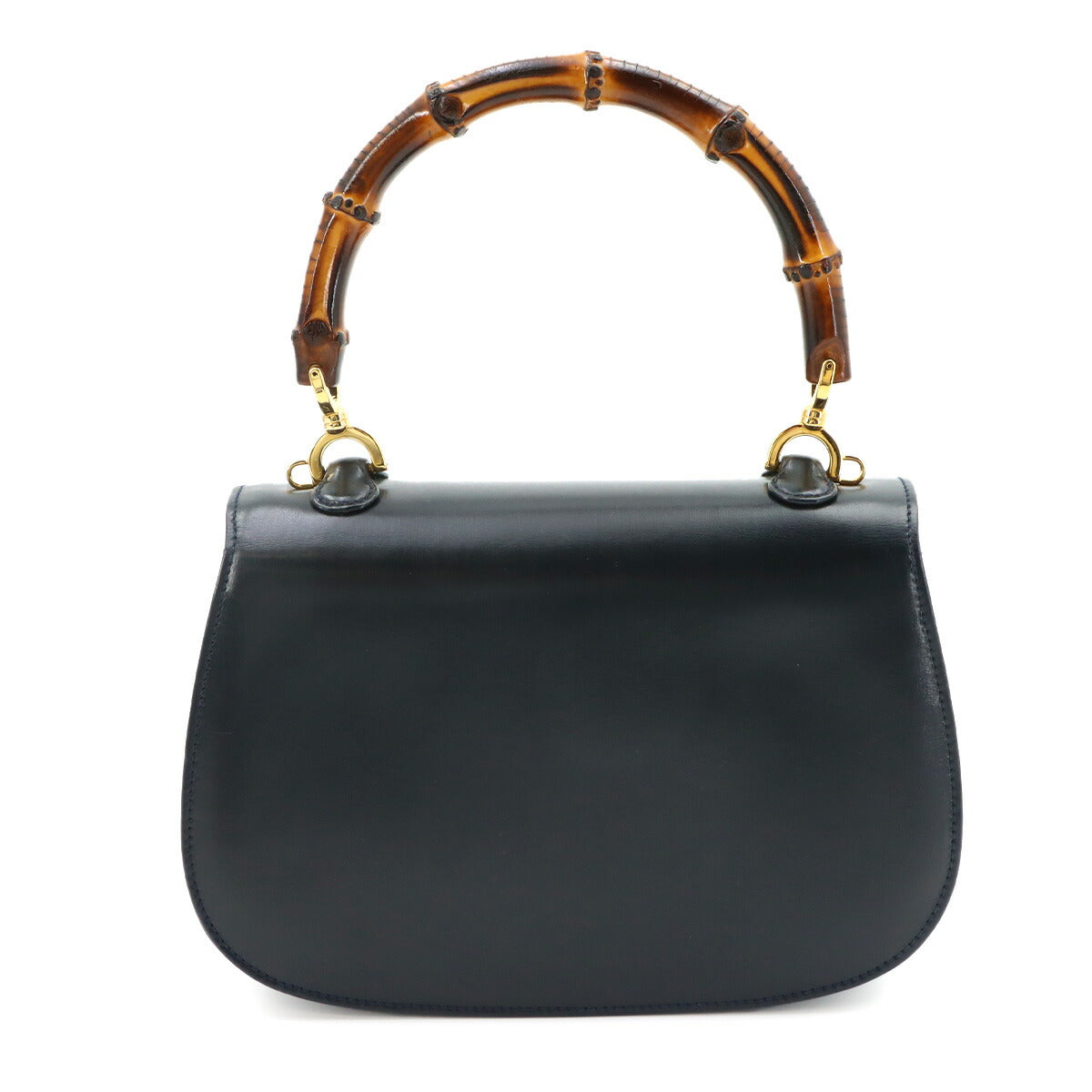 Bamboo 2way Hand Shoulder Bag Leather Navy 000 1010 0188