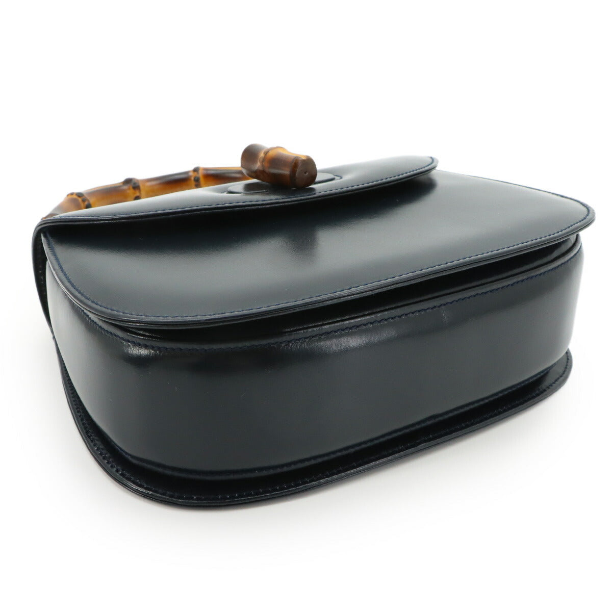 Bamboo 2way Hand Shoulder Bag Leather Navy 000 1010 0188