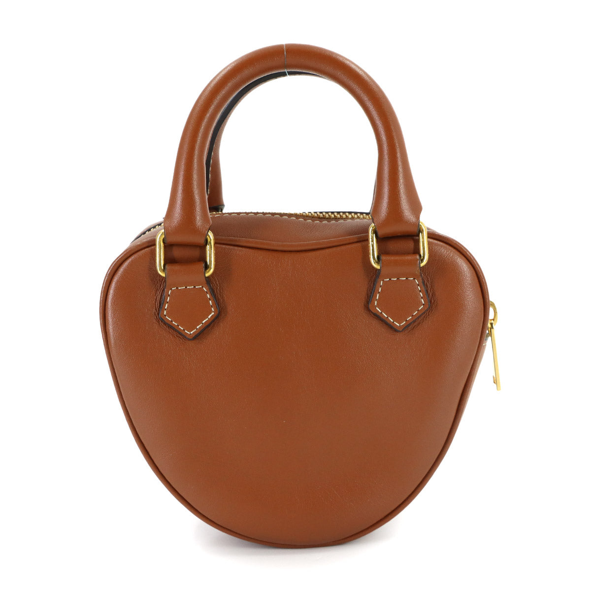 Medium Heart 2way Hand Shoulder Bag Leather Tan 198223 Brown