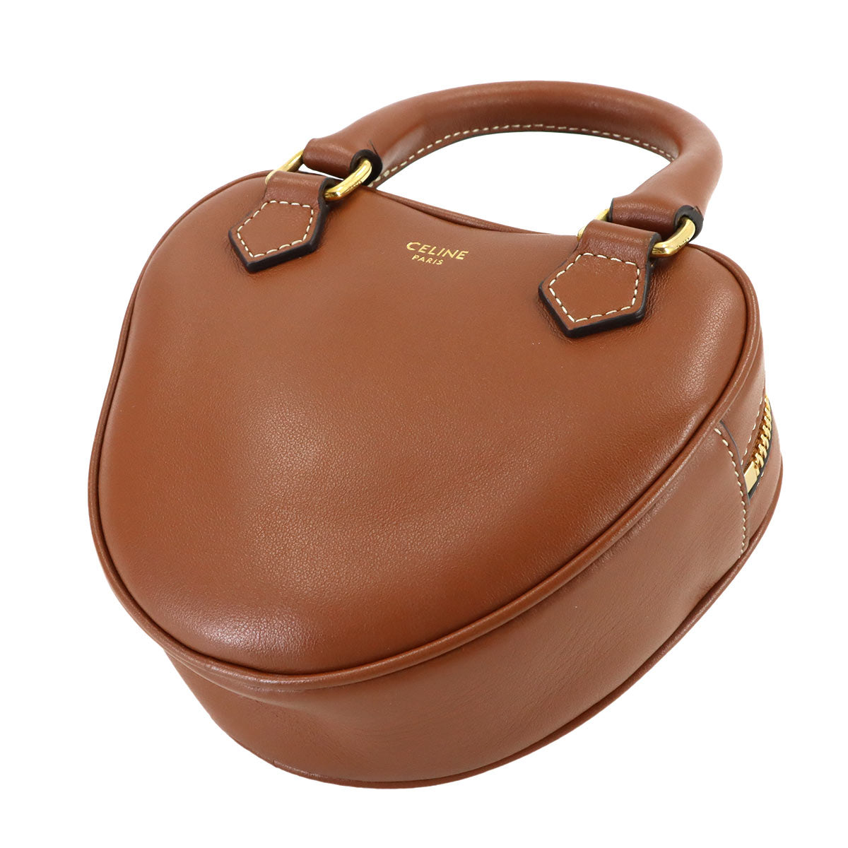 Medium Heart 2way Hand Shoulder Bag Leather Tan 198223 Brown