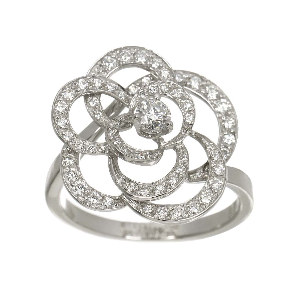 Camellia Diamond Ring 18K White Gold 750 size55 7.25-7.5(US)
