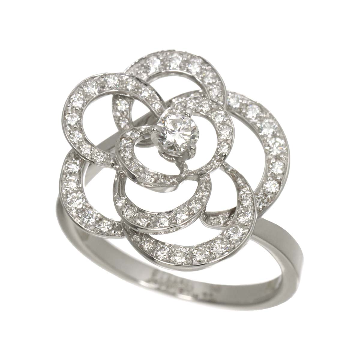 Camellia Diamond Ring 18K White Gold 750 size55 7.25-7.5(US)