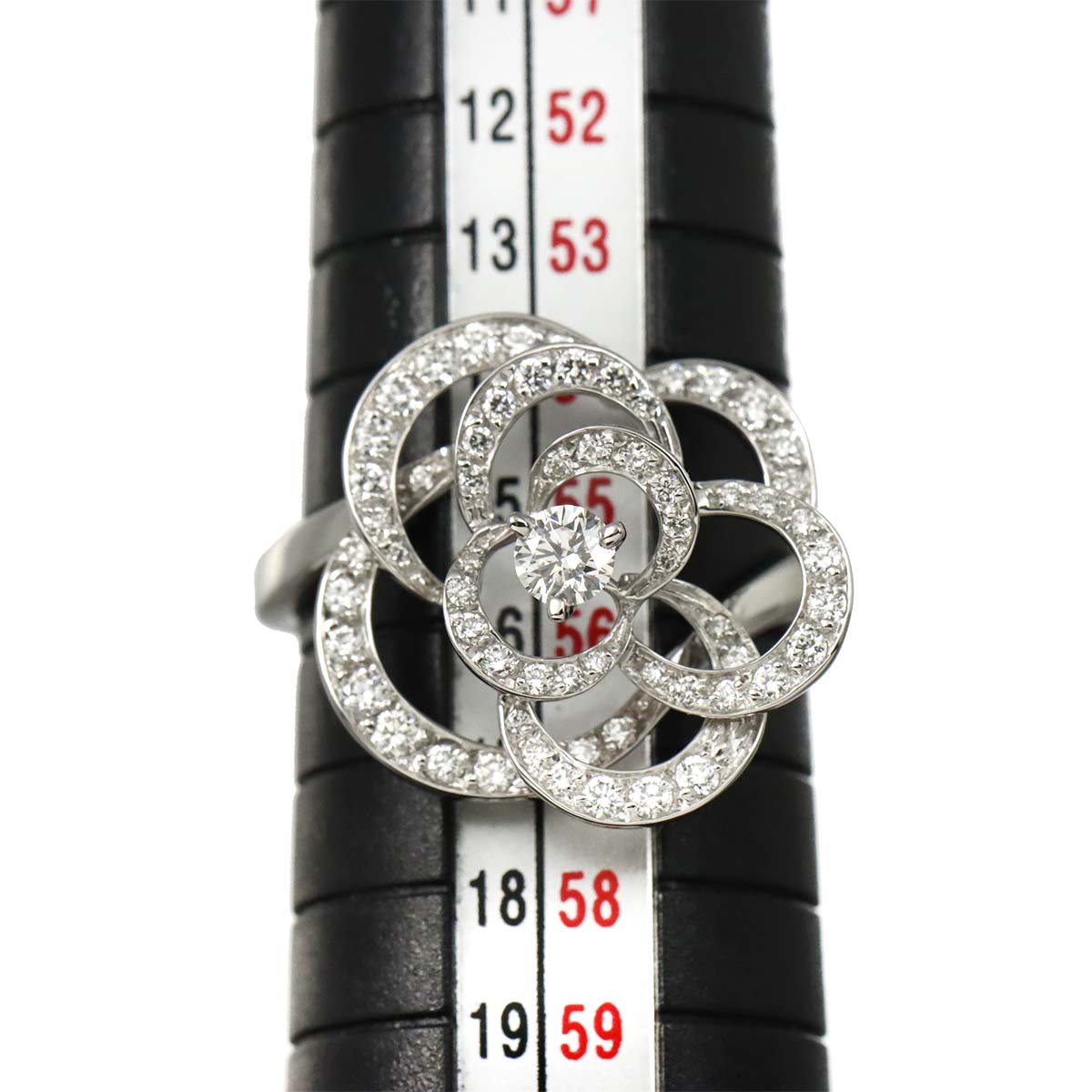 Camellia Diamond Ring 18K White Gold 750 size55 7.25-7.5(US)
