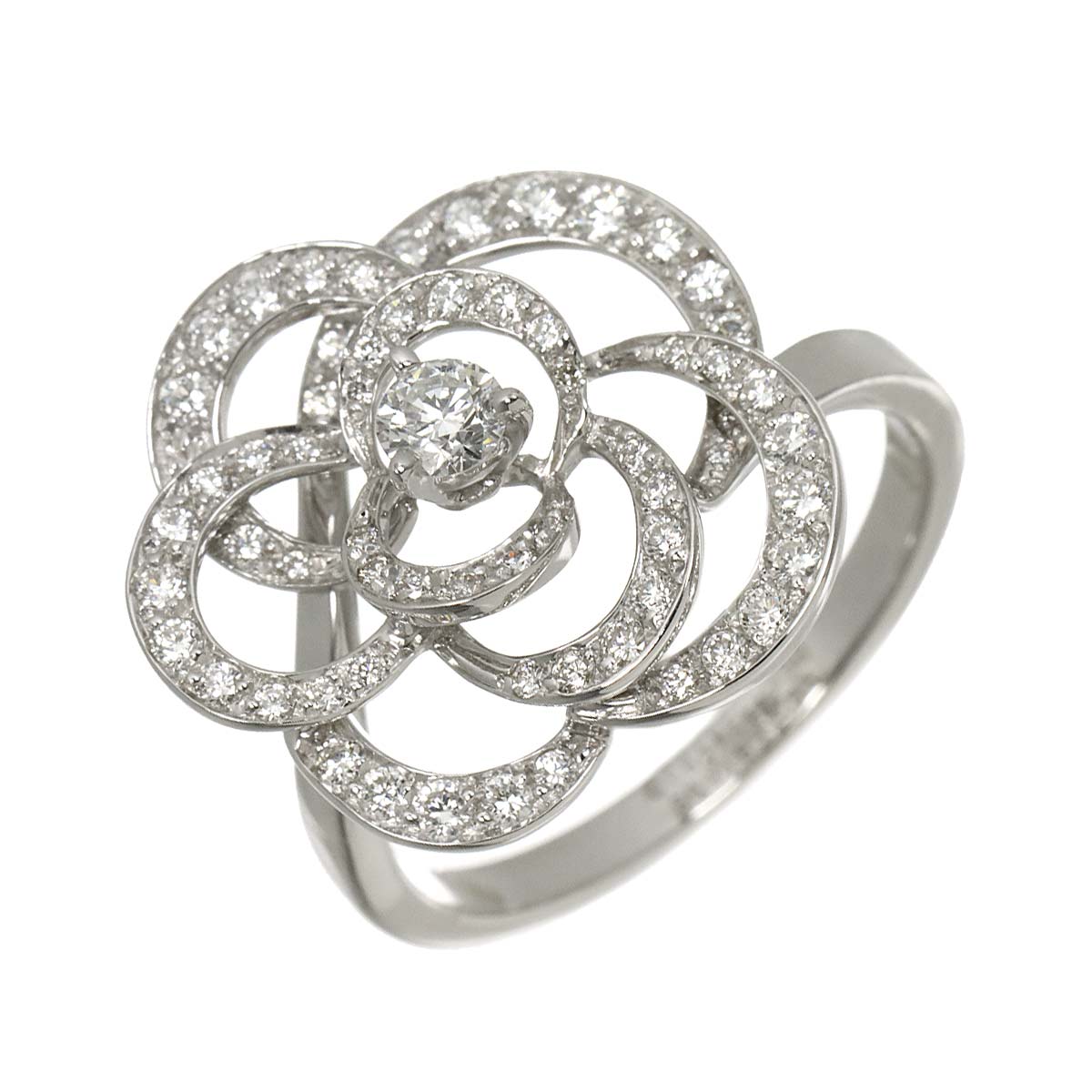 Camellia Diamond Ring 18K White Gold 750 size55 7.25-7.5(US)