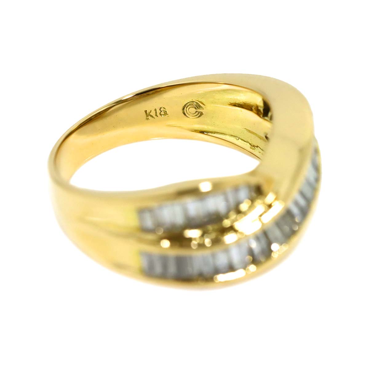Diamond 1.00ct Ring 18K YG Yellow Gold 750 Size6(US)