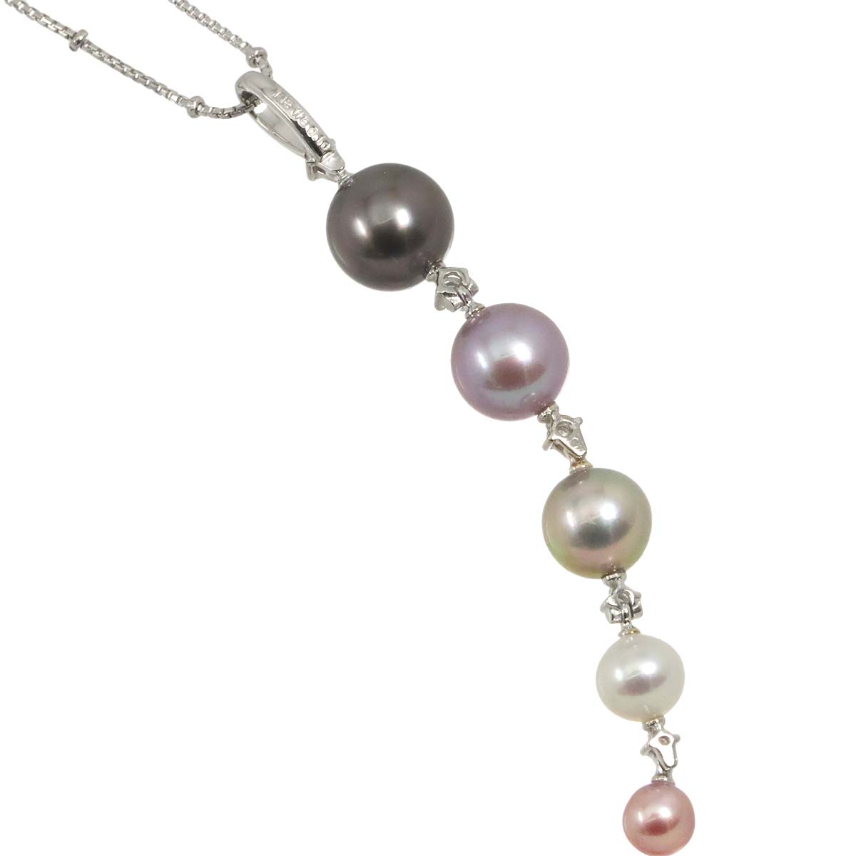 South Sea pearl 9.2-5.1mm Diamond 0.10ct Pearl Necklace 18K WG 750