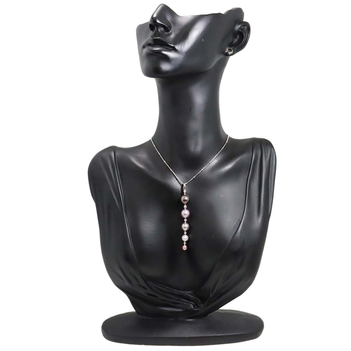 South Sea pearl 9.2-5.1mm Diamond 0.10ct Pearl Necklace 18K WG 750