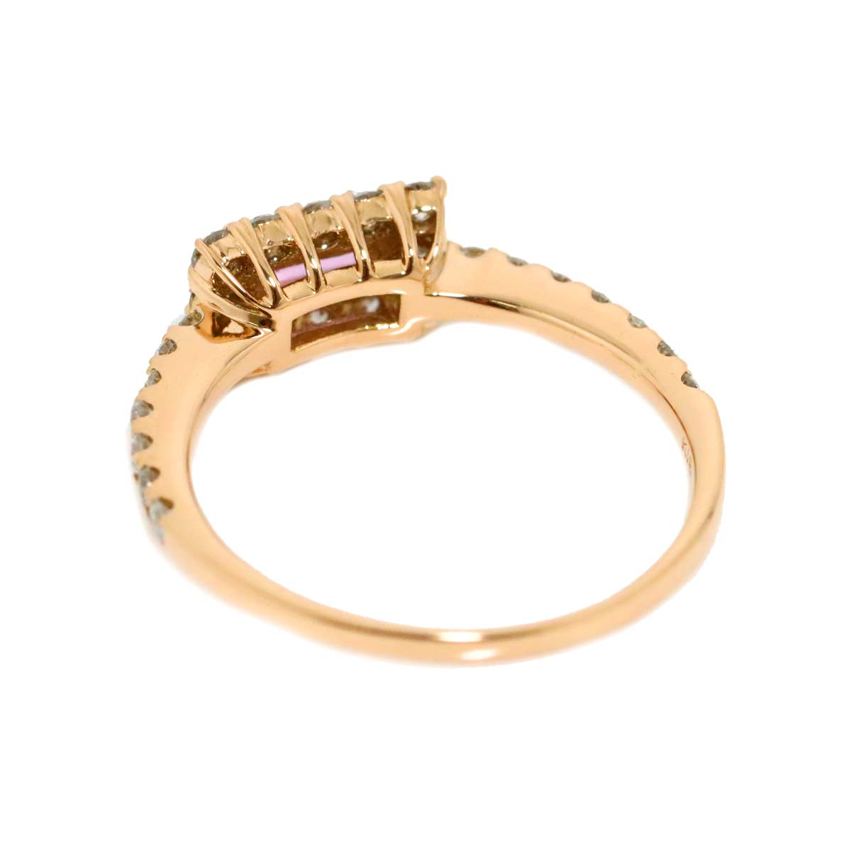 Sapphire 0.25ct Diamond 0.44ct Ring 18K PG Pink Gold 750 Size6(US)
