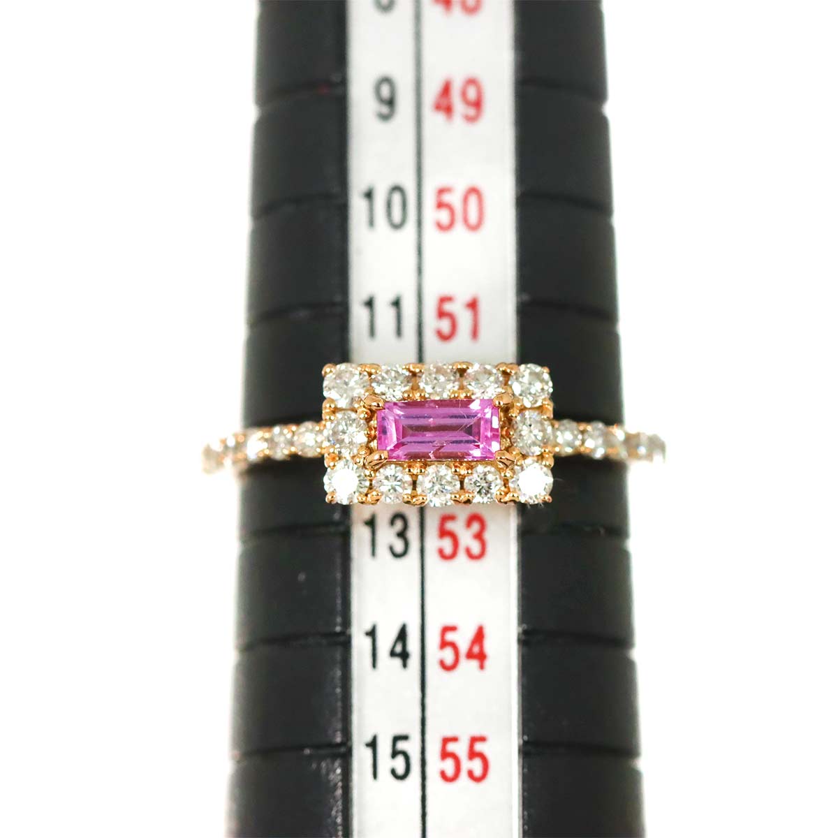 Sapphire 0.25ct Diamond 0.44ct Ring 18K PG Pink Gold 750 Size6(US)