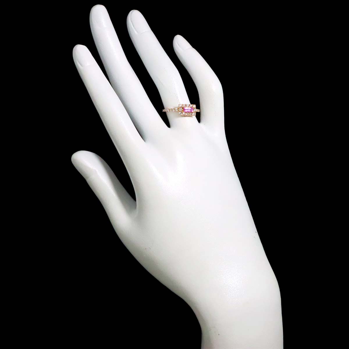 Sapphire 0.25ct Diamond 0.44ct Ring 18K PG Pink Gold 750 Size6(US)