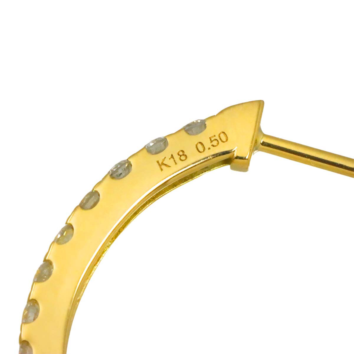 Diamond 0.50ct/0.50ct Earrings Pierced 18K YG Yellow Gold 750