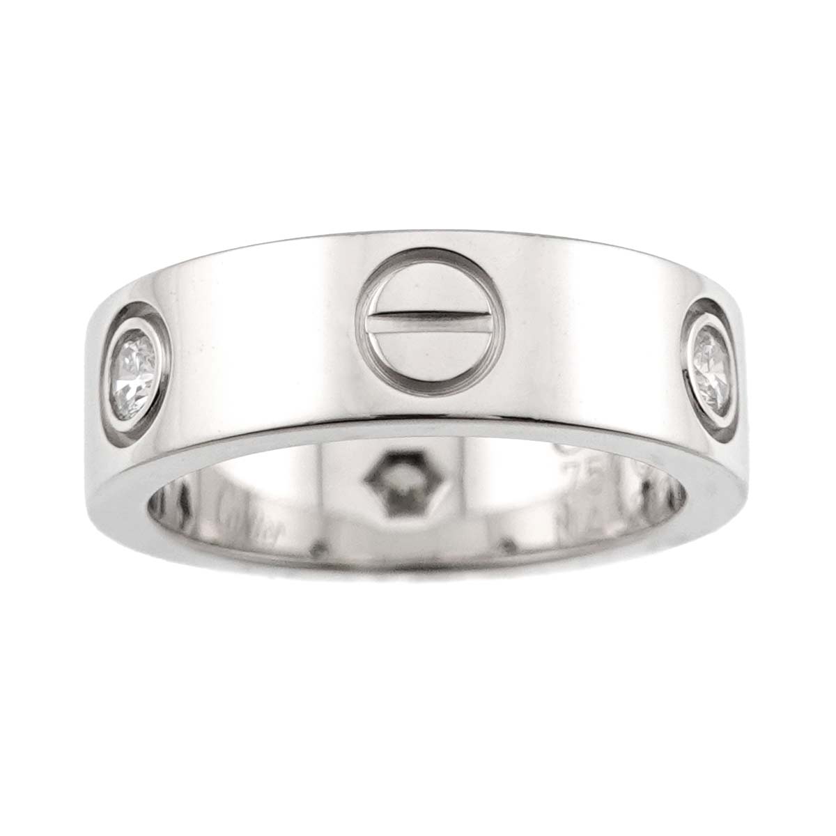 Love Ring Half Diamond 3P 18K White Gold 750 size48 4-4.5(US)
