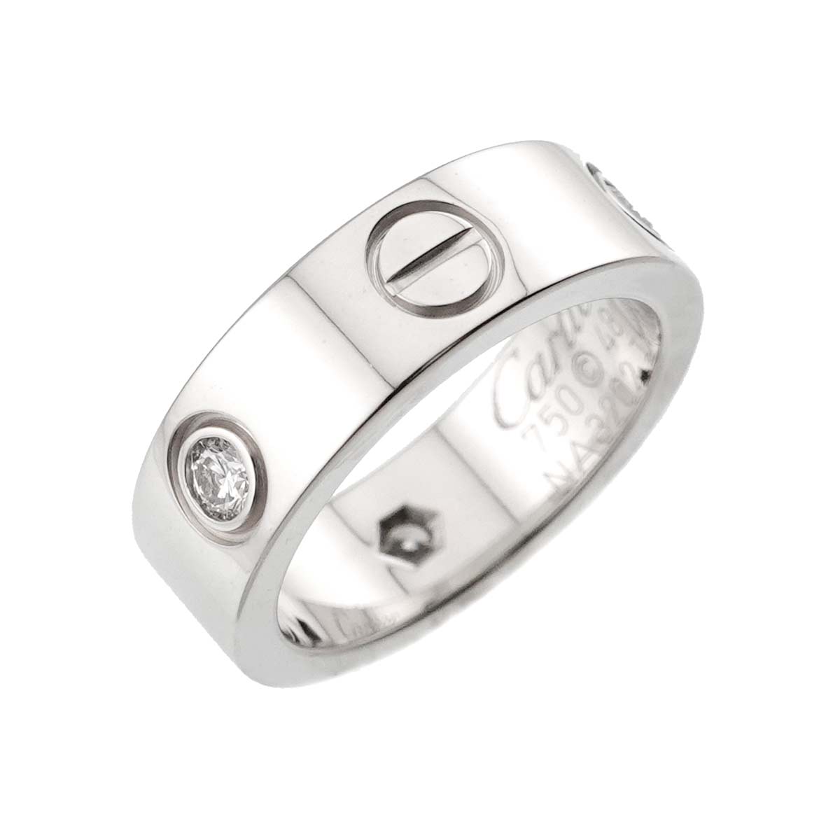 Love Ring Half Diamond 3P 18K White Gold 750 size48 4-4.5(US)