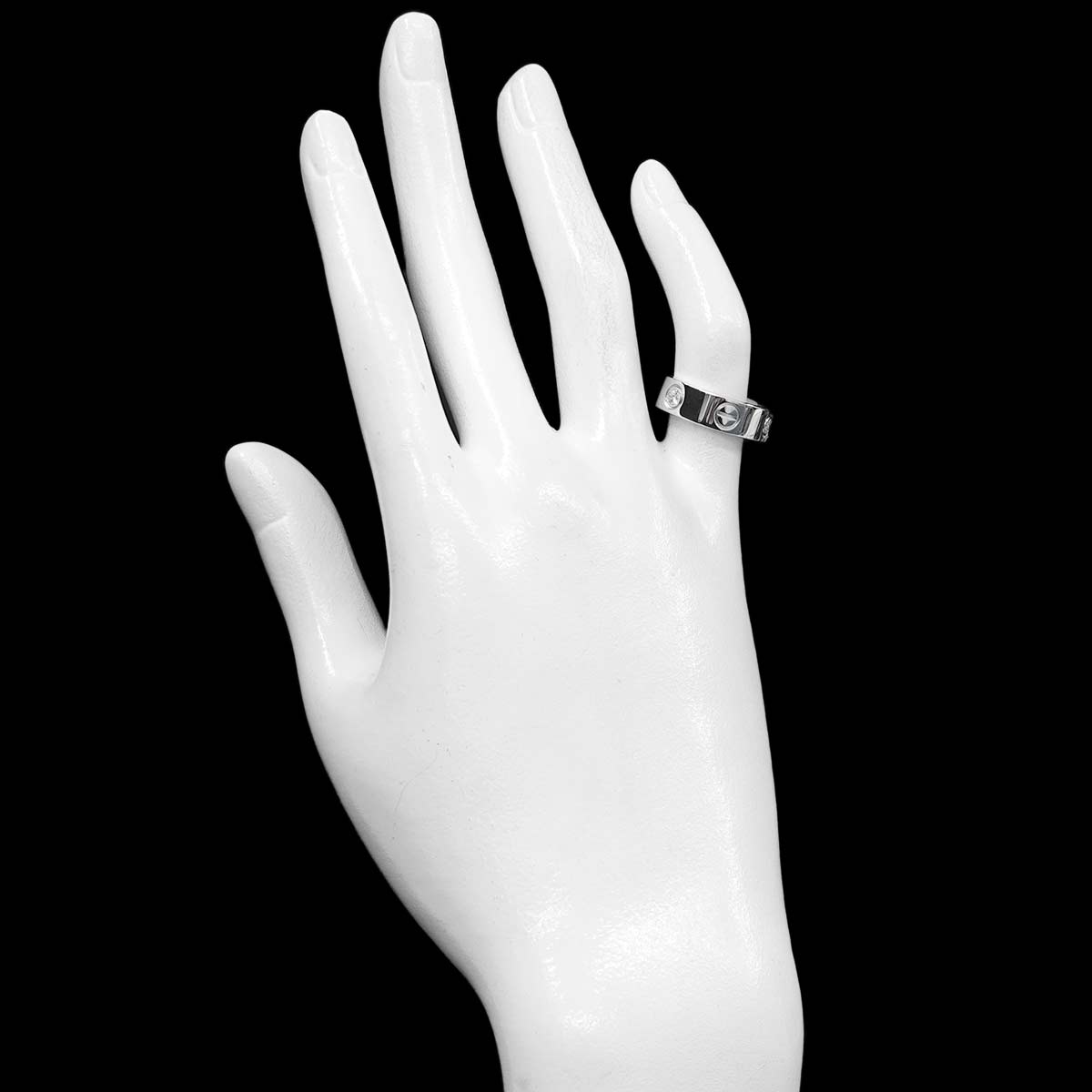 Love Ring Half Diamond 3P 18K White Gold 750 size48 4-4.5(US)