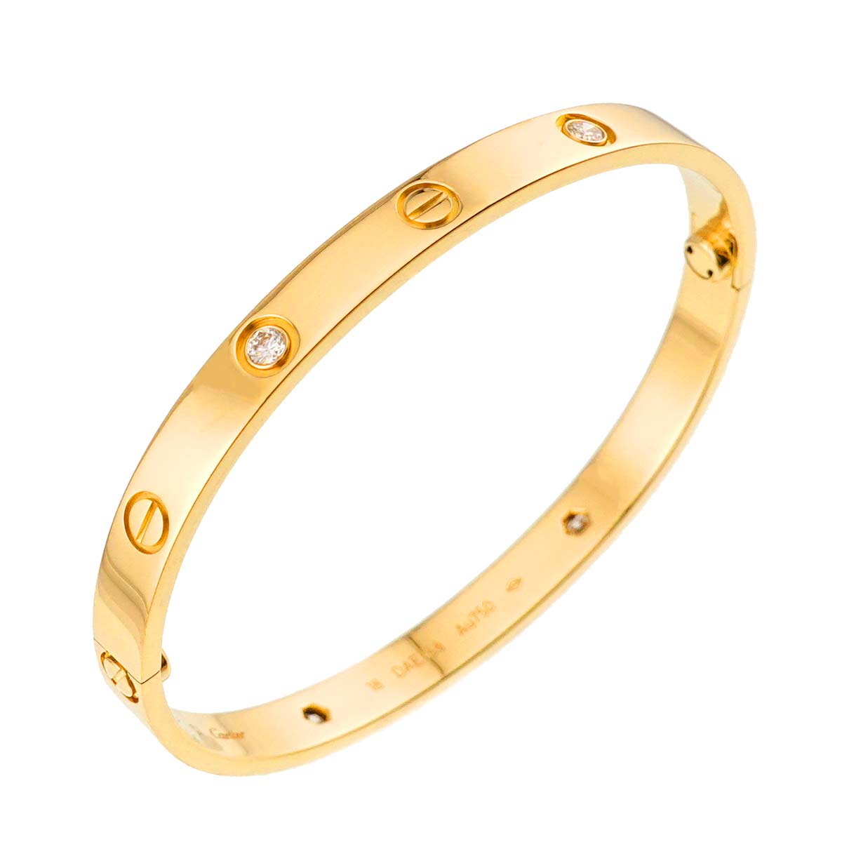 Love Bracelet Diamond 4P Bangle 18K YG 750 Size18