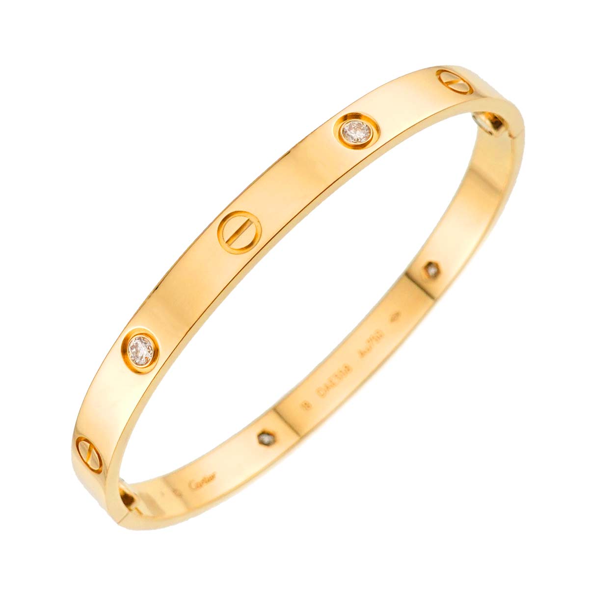Love Bracelet Diamond 4P Bangle 18K YG 750 Size18