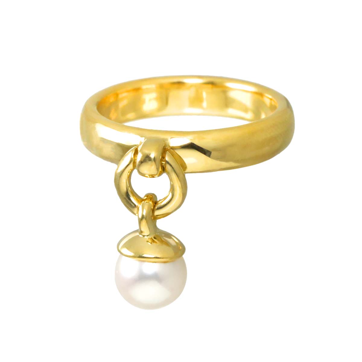 Door knock Akoya Pearl Ring 18K YG 750 Size5.75-6(US)