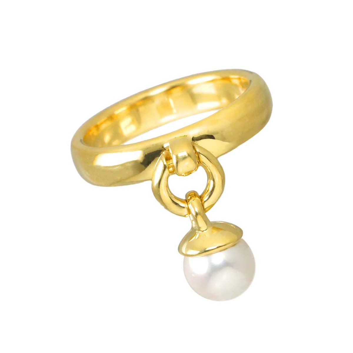 Door knock Akoya Pearl Ring 18K YG 750 Size5.75-6(US)