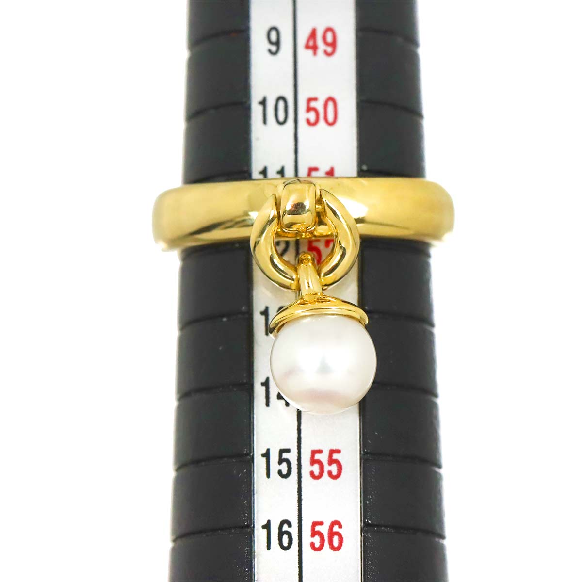 Door knock Akoya Pearl Ring 18K YG 750 Size5.75-6(US)