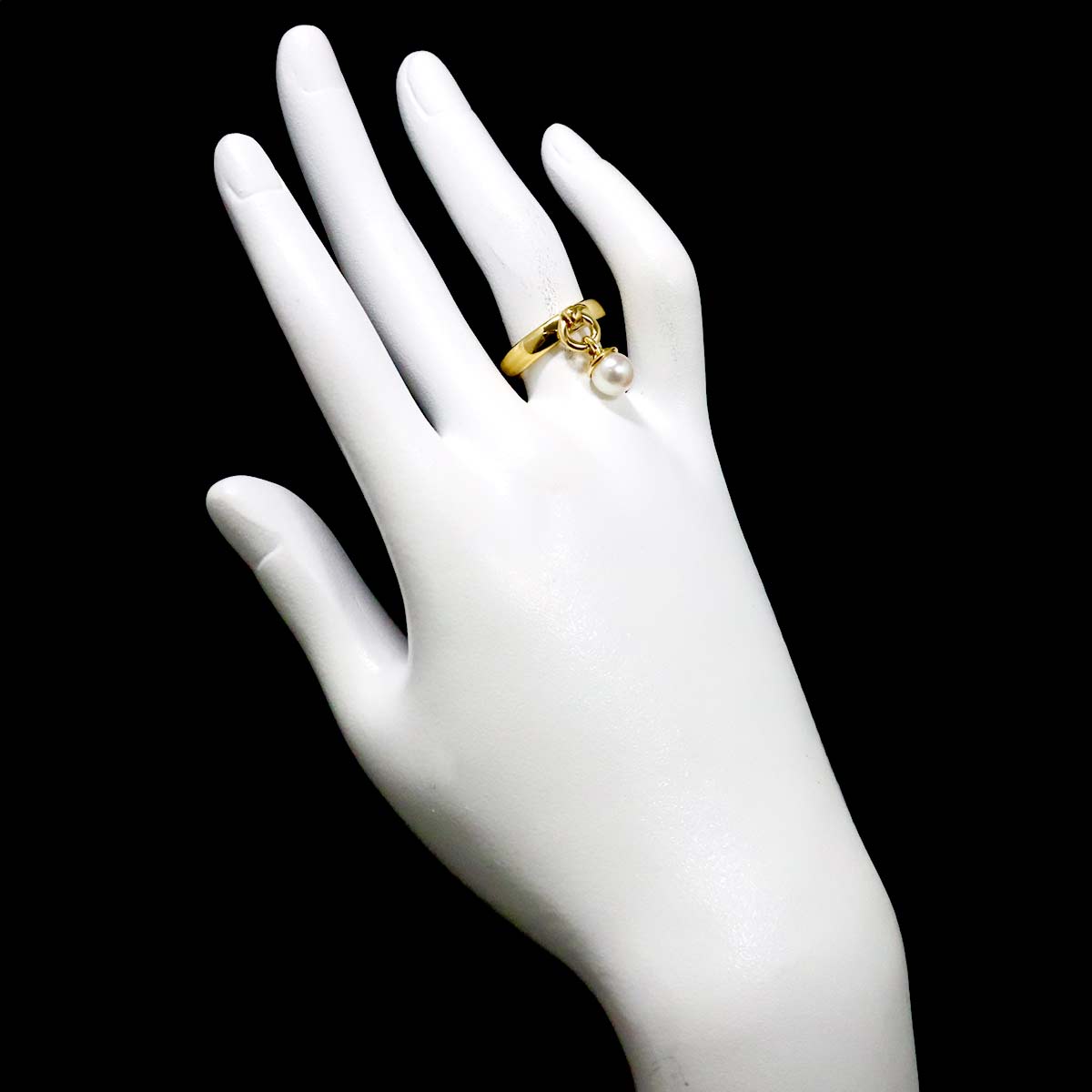 Door knock Akoya Pearl Ring 18K YG 750 Size5.75-6(US)