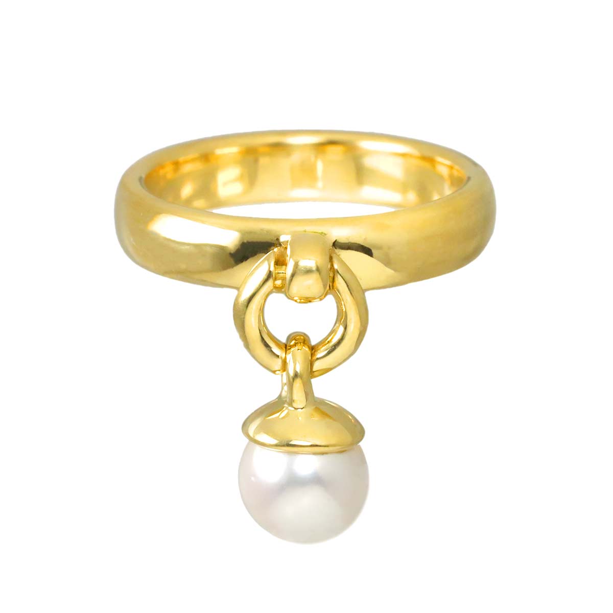 Door knock Akoya Pearl Ring 18K YG 750 Size5.75-6(US)