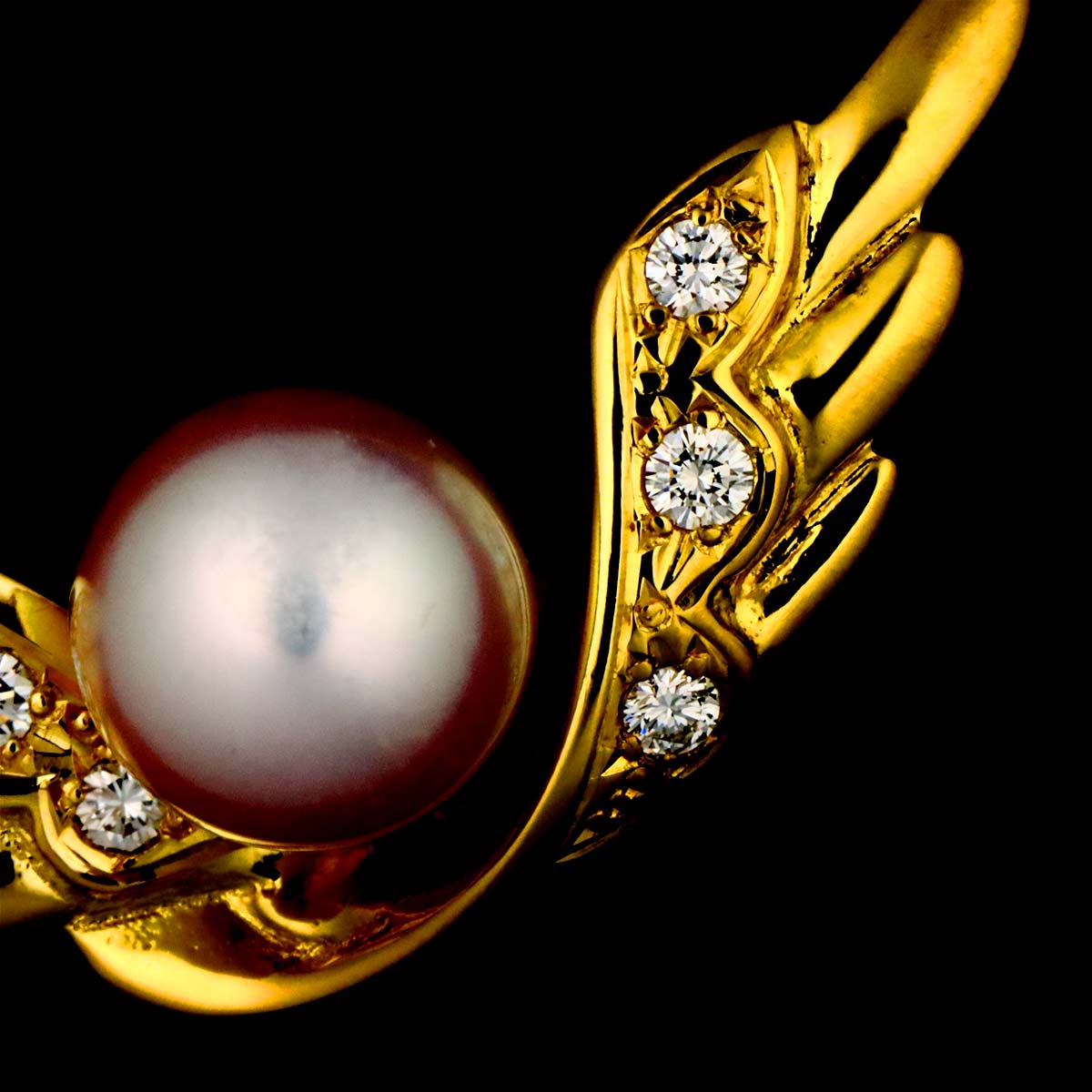 Akoya Pearl 6.7mm Diamond Necklace 18K YG 750