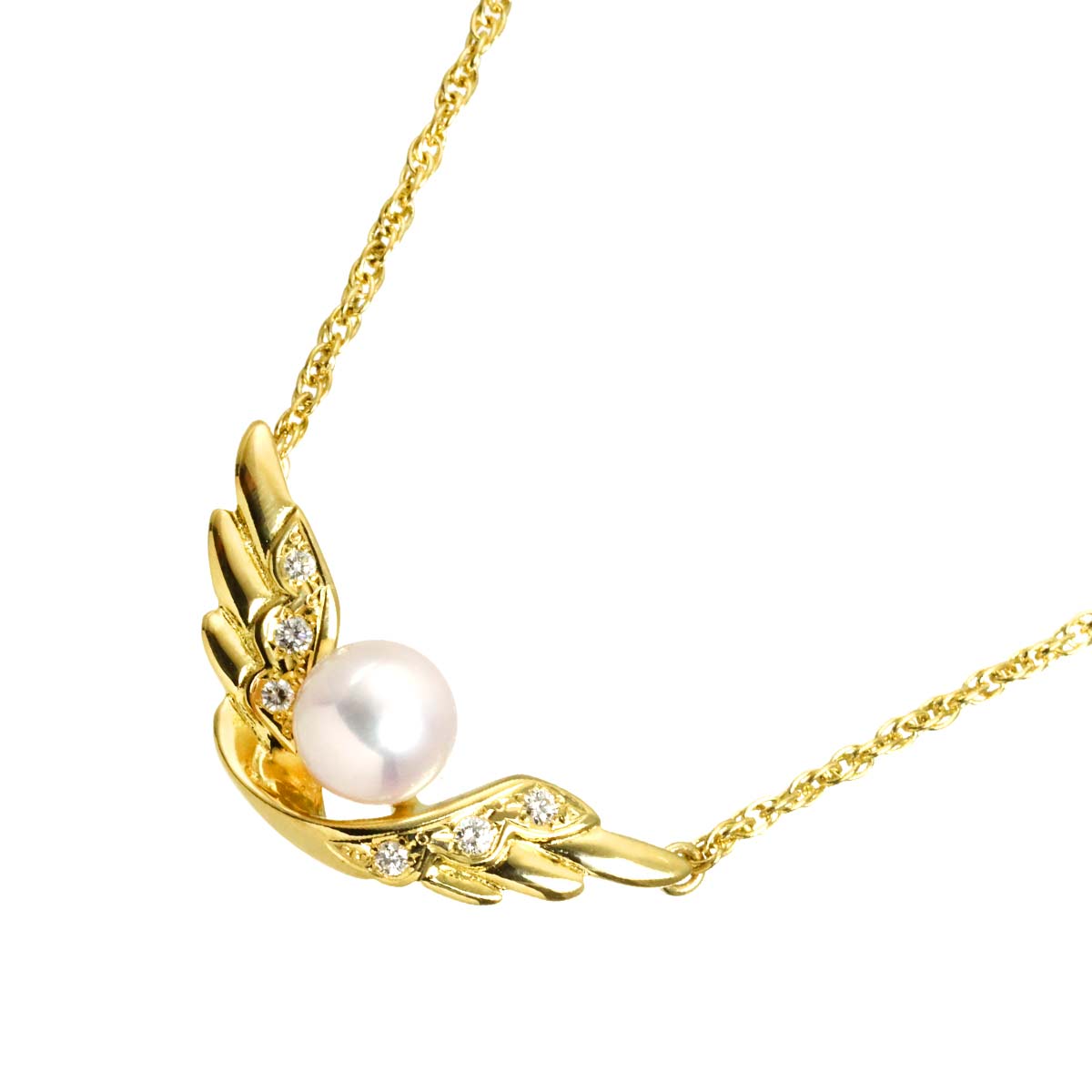 Akoya Pearl 6.7mm Diamond Necklace 18K YG 750