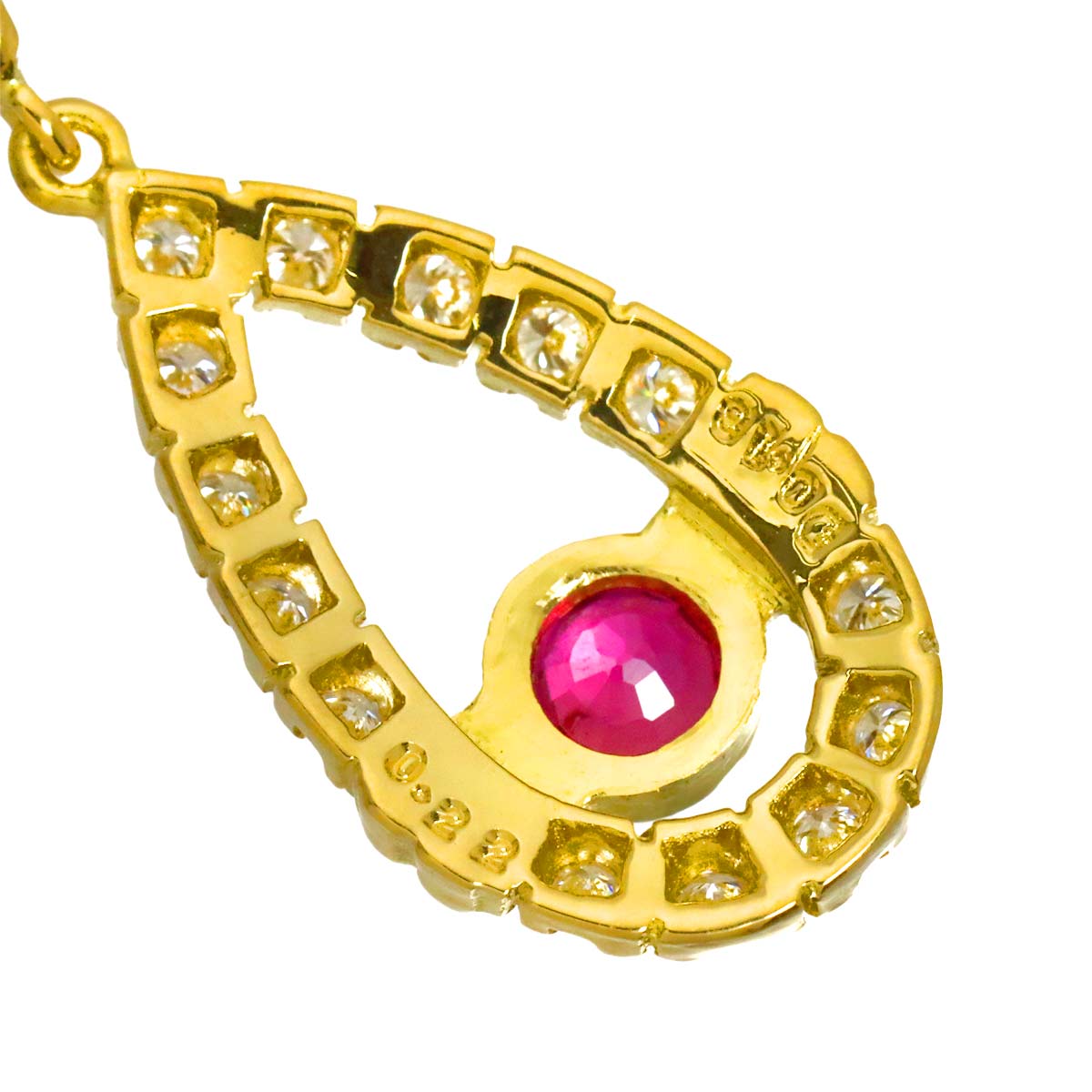 Ruby 0.22ct Diamond 0.18ct Necklace 18K Yellow Gold 750