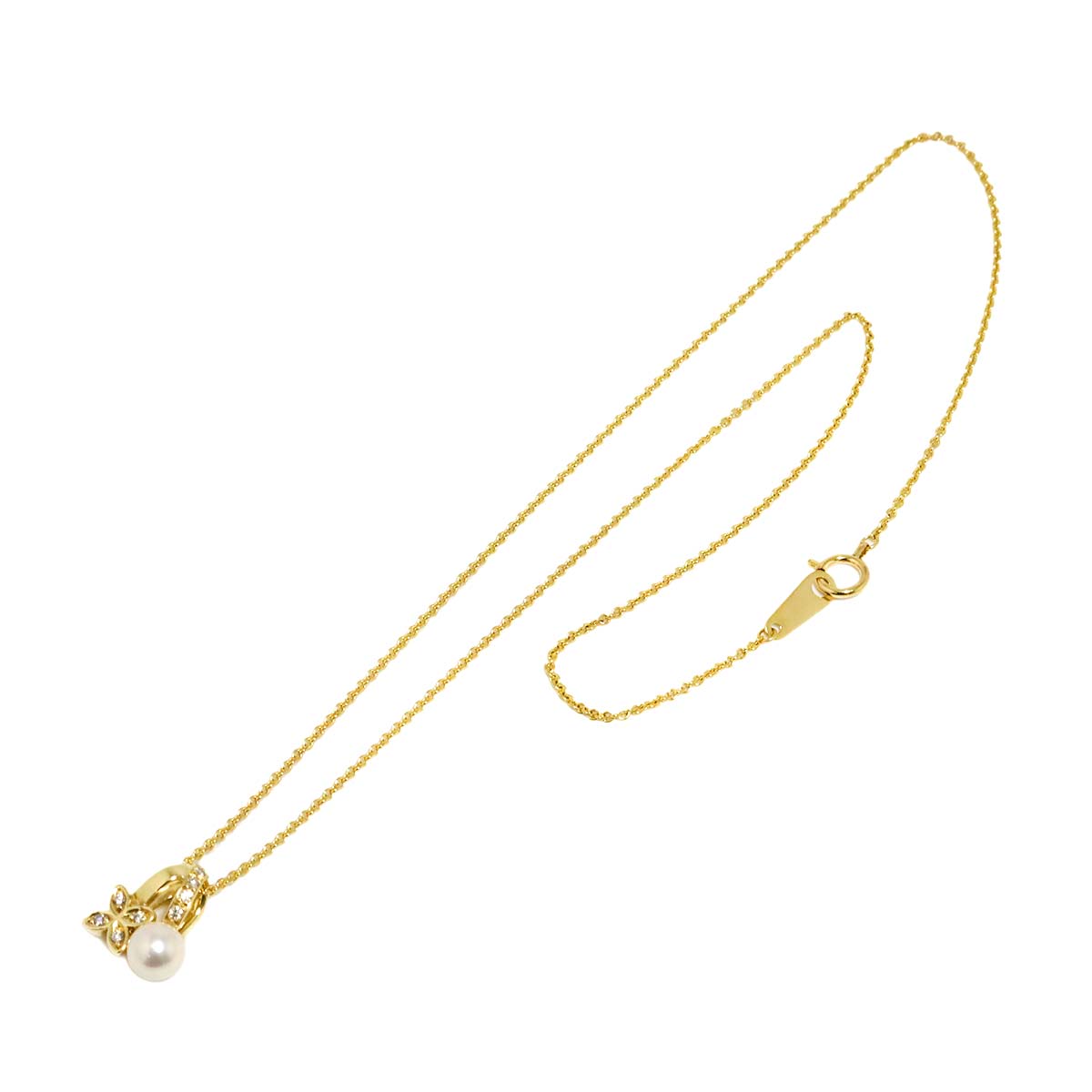 Akoya Pearl 5.6mm Diamond Necklace 18K YG 750