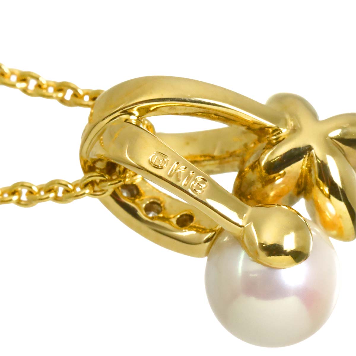 Akoya Pearl 5.6mm Diamond Necklace 18K YG 750
