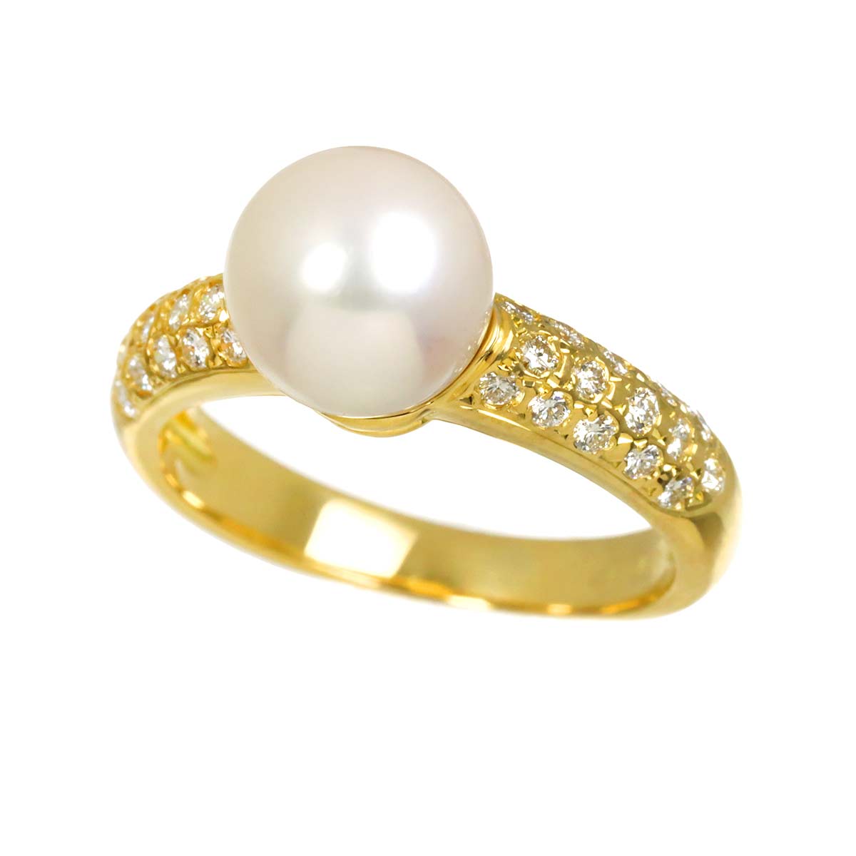 Akoya Pearl 8.0mmiamond Ring 18K YG 750 Size4.75-5(US)
