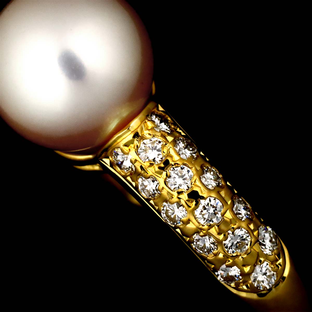 Akoya Pearl 8.0mmiamond Ring 18K YG 750 Size4.75-5(US)