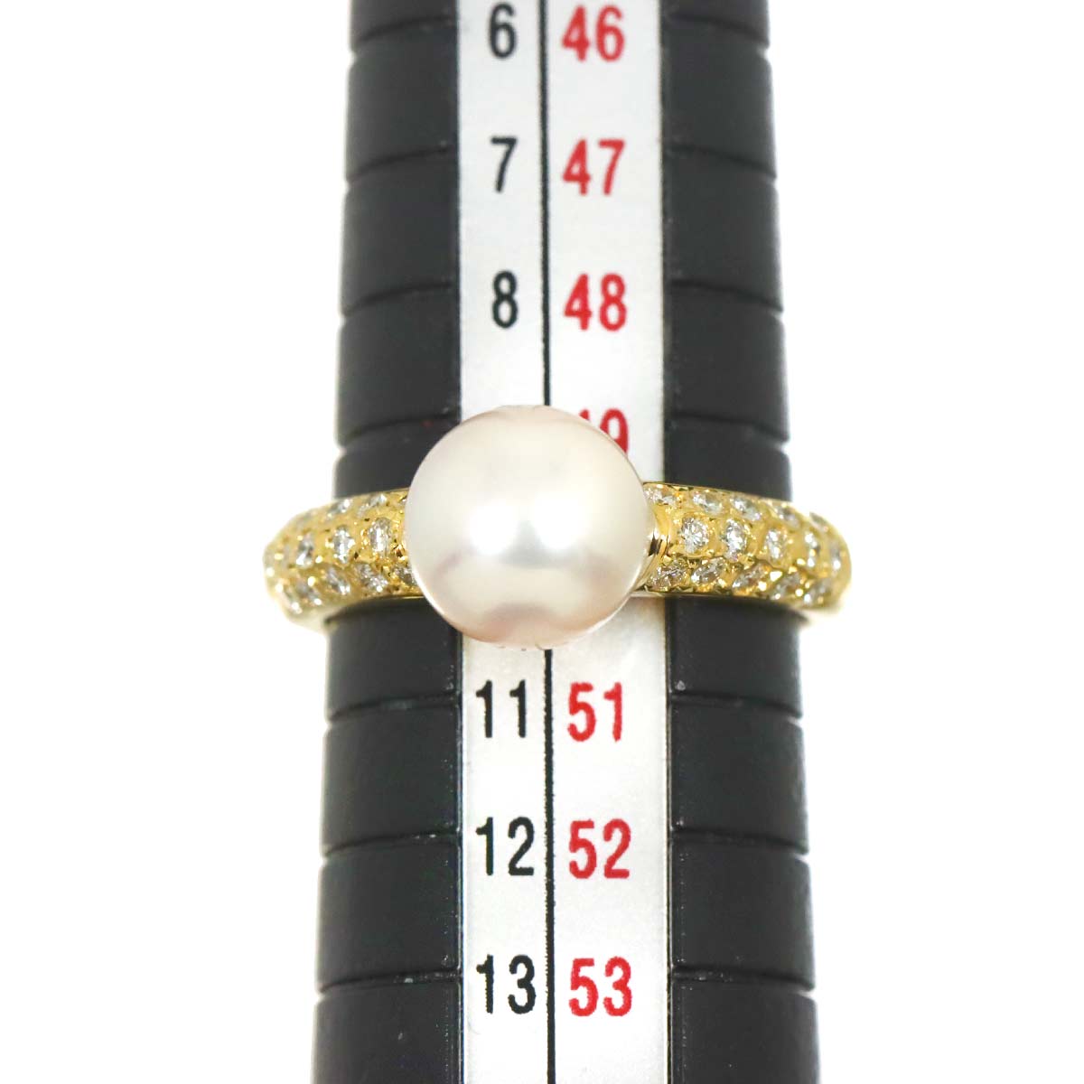 Akoya Pearl 8.0mmiamond Ring 18K YG 750 Size4.75-5(US)