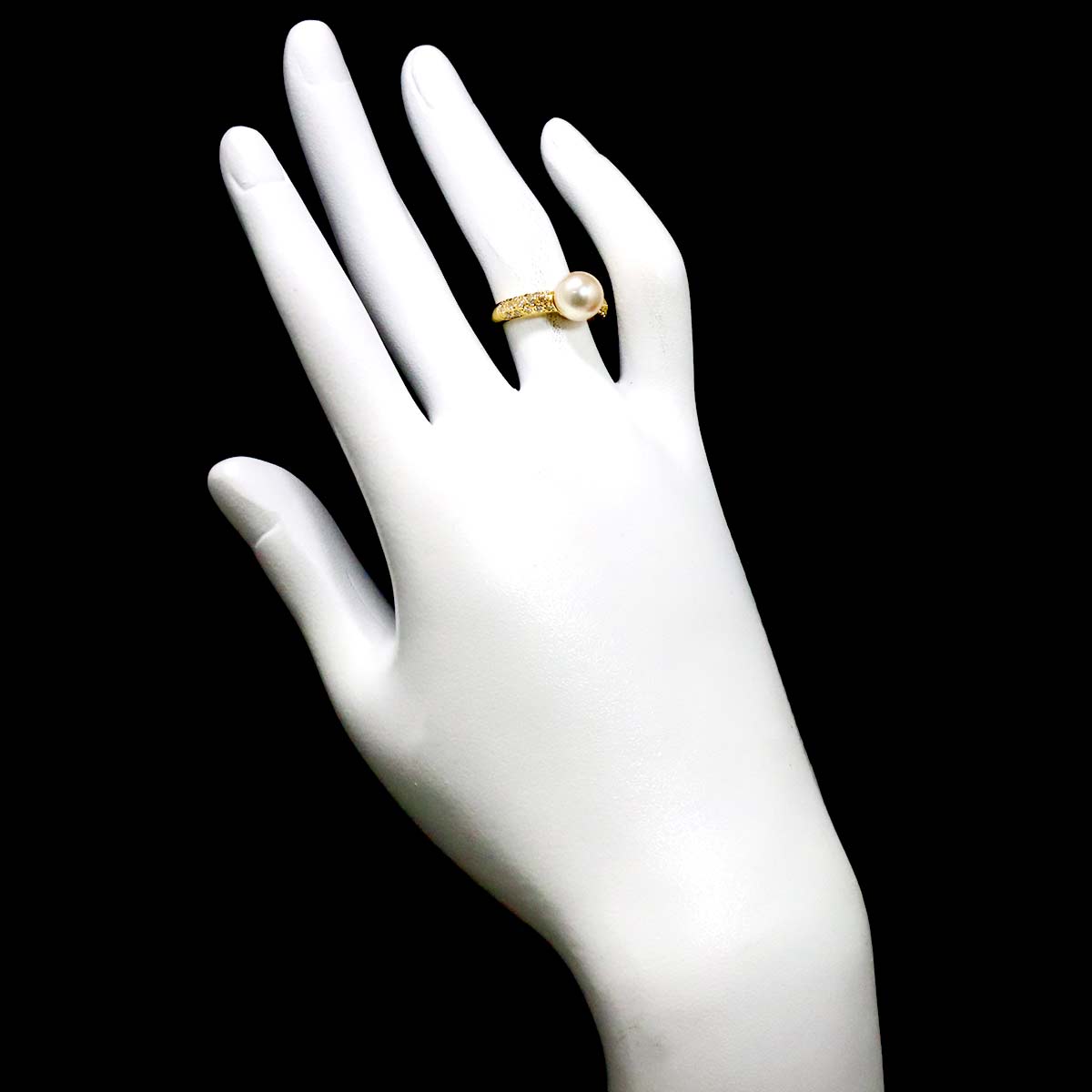 Akoya Pearl 8.0mmiamond Ring 18K YG 750 Size4.75-5(US)