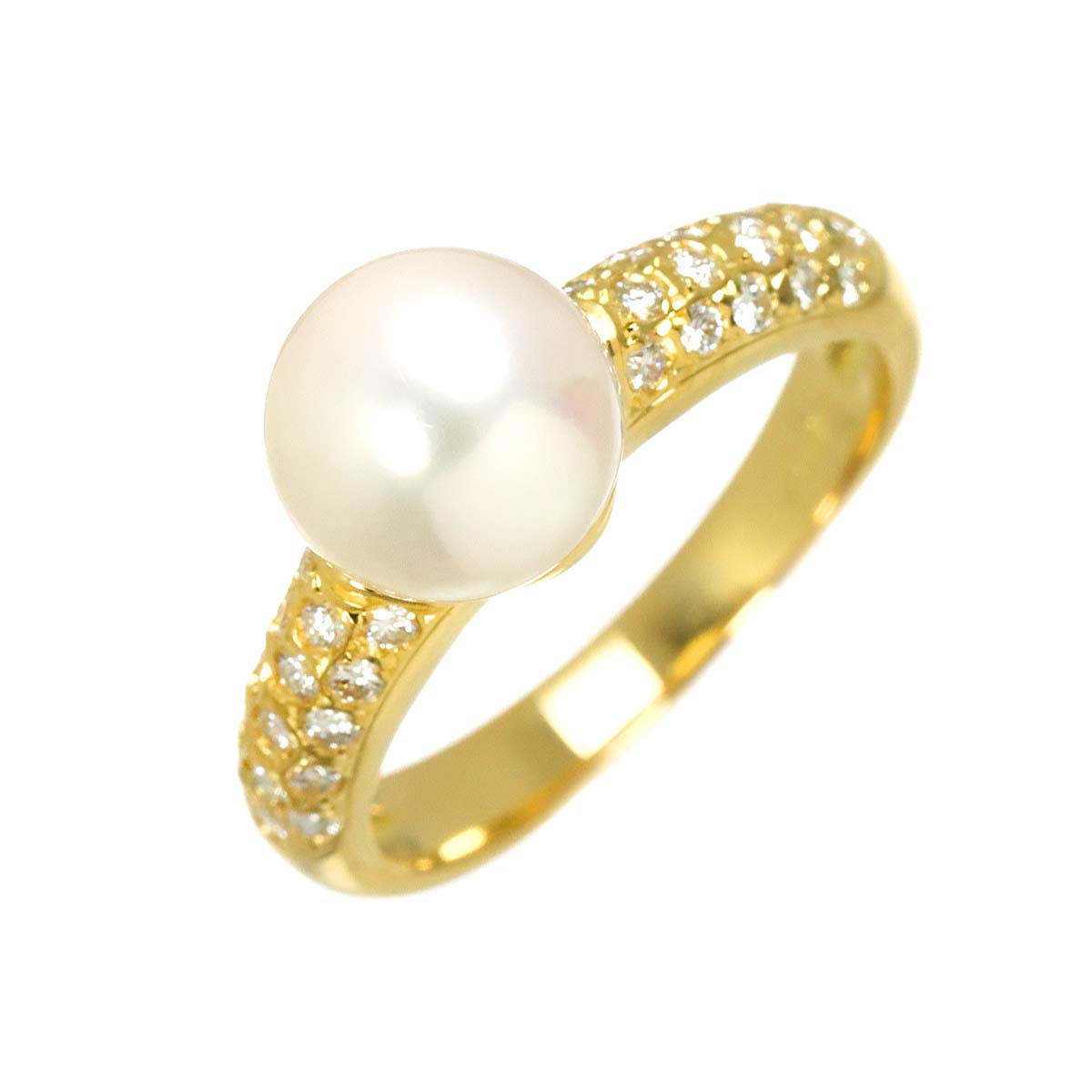 Akoya Pearl 8.0mmiamond Ring 18K YG 750 Size4.75-5(US)