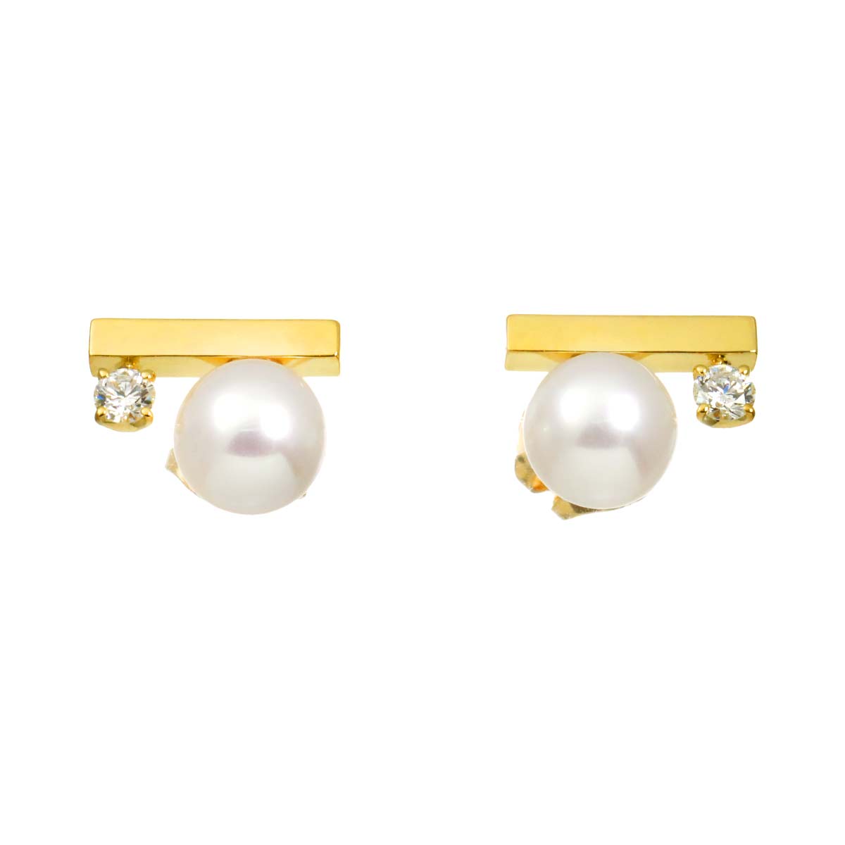 Balance Akoya Pearl Diamond 0.05/0.05ct Earrings Pierced 18K YG