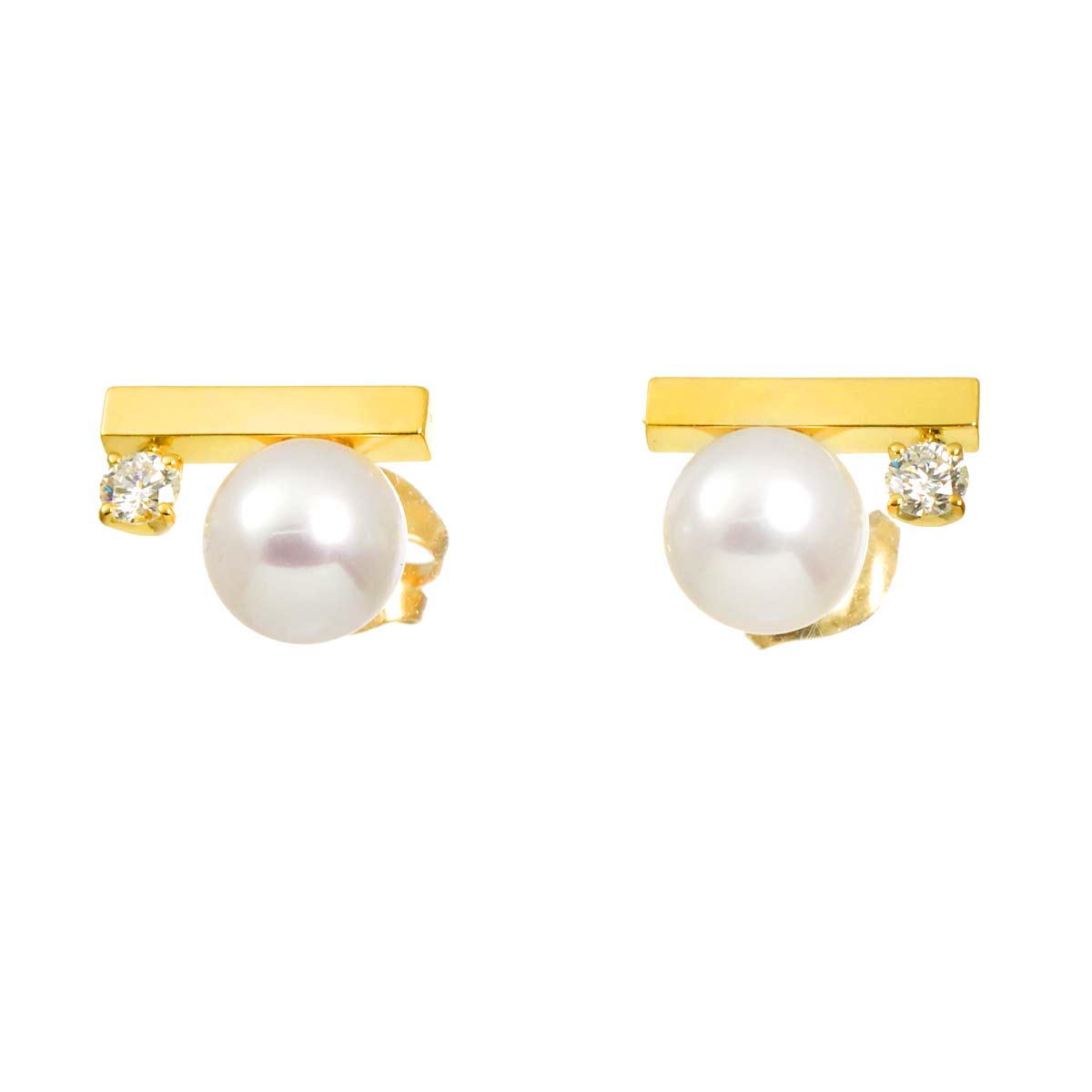 Balance Akoya Pearl Diamond 0.05/0.05ct Earrings Pierced 18K YG