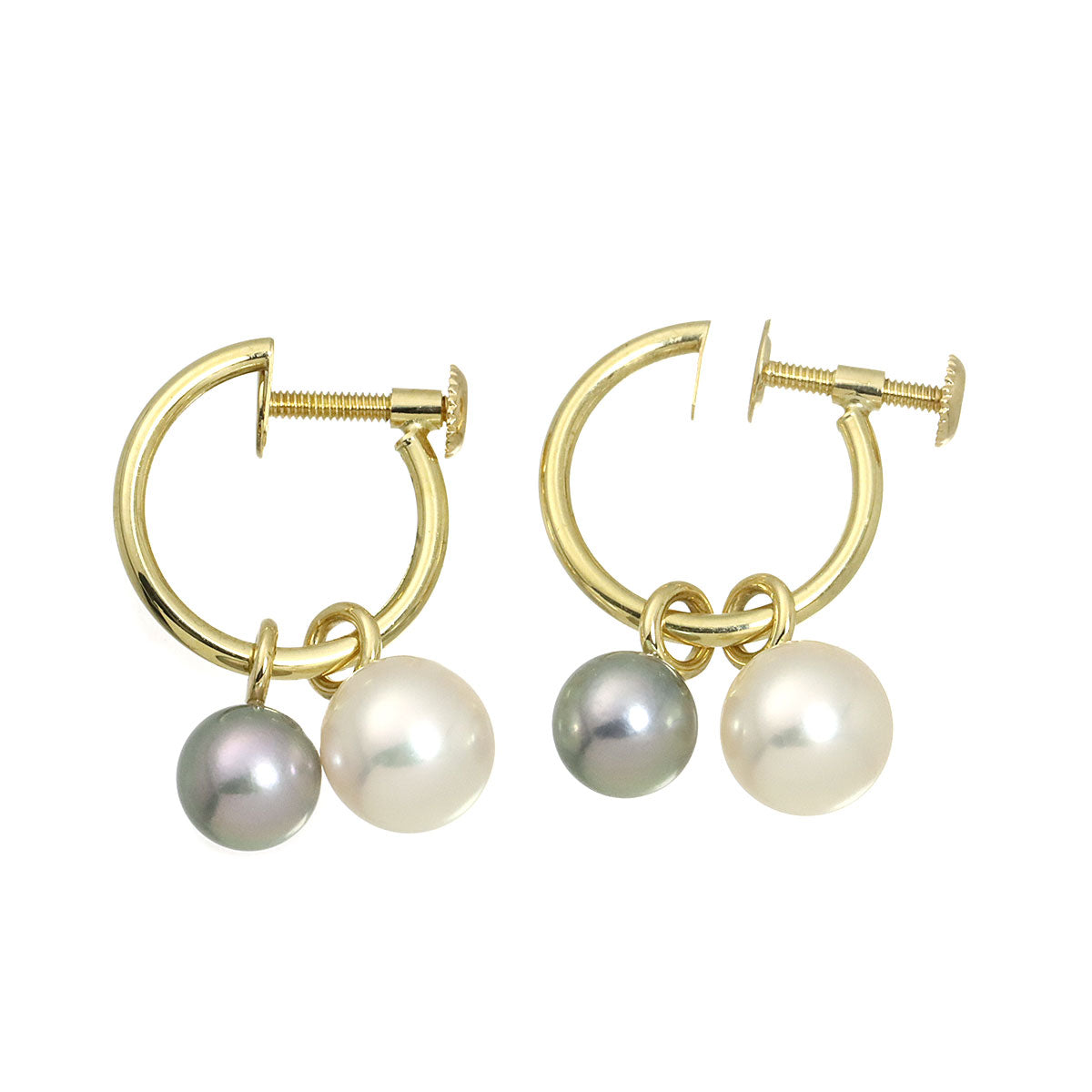 Akoya Pearl 7.5-6.3mm Earrings 18K YG 750
