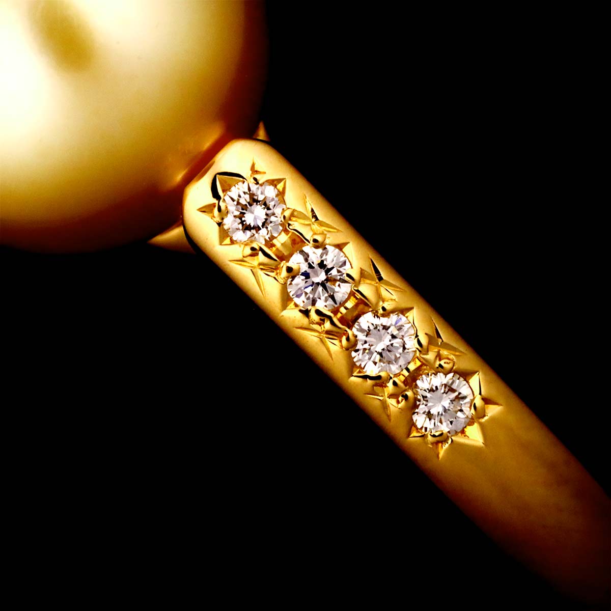 South Sea pearl 10.0mm Diamond Ring 18K YG 750 6(US)