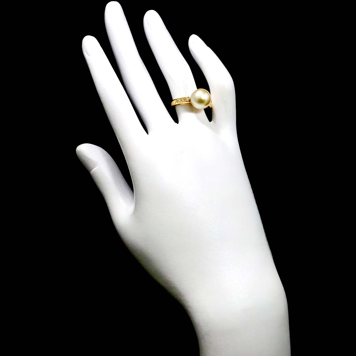South Sea pearl 10.0mm Diamond Ring 18K YG 750 6(US)