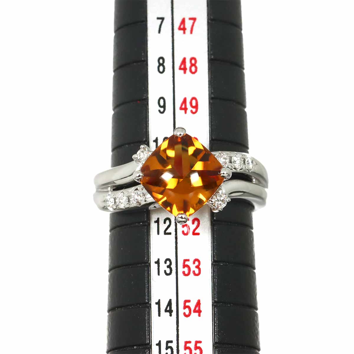 Citrine Diamond 0.12ct Ring 18K WG 750 size5.5-5.75(US)