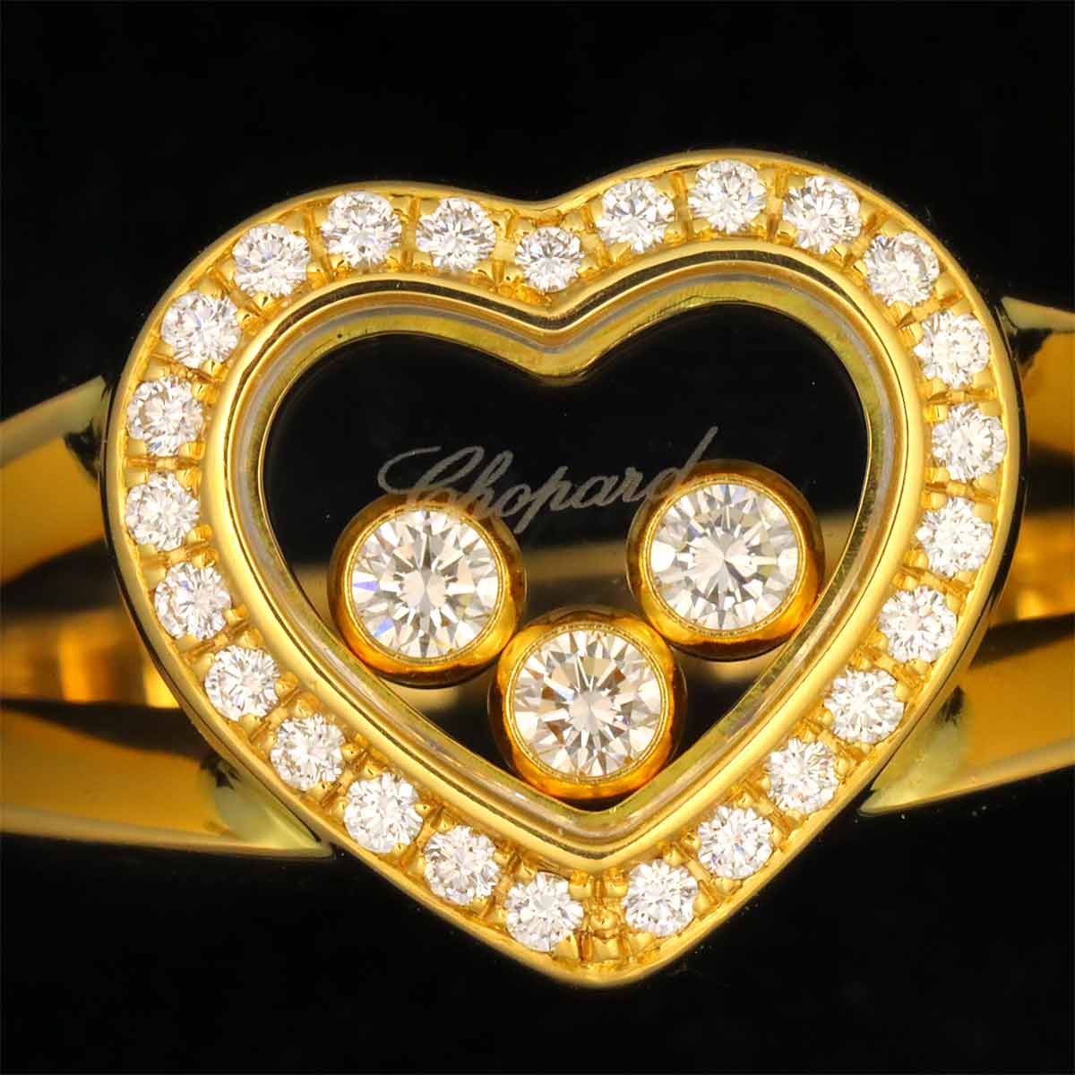 Happy Heart Diamond Ring 18K YG 750 Size6.25-6.5(US)
