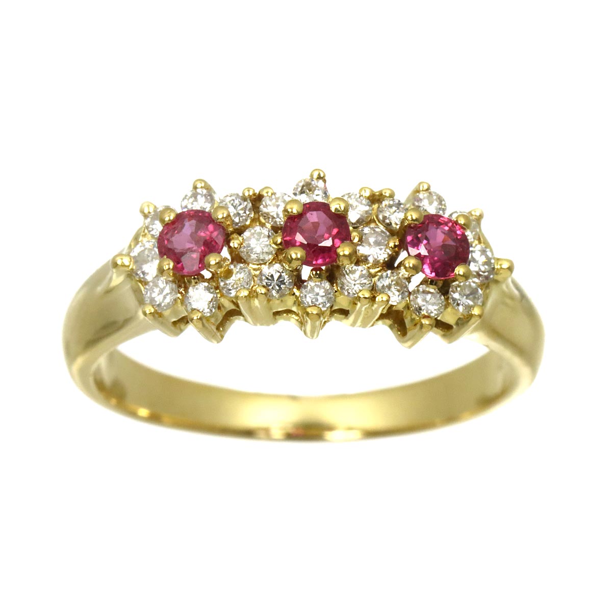 Ruby 0.32ct Diamond 0.29ct Ring 18K YG Size6(US)