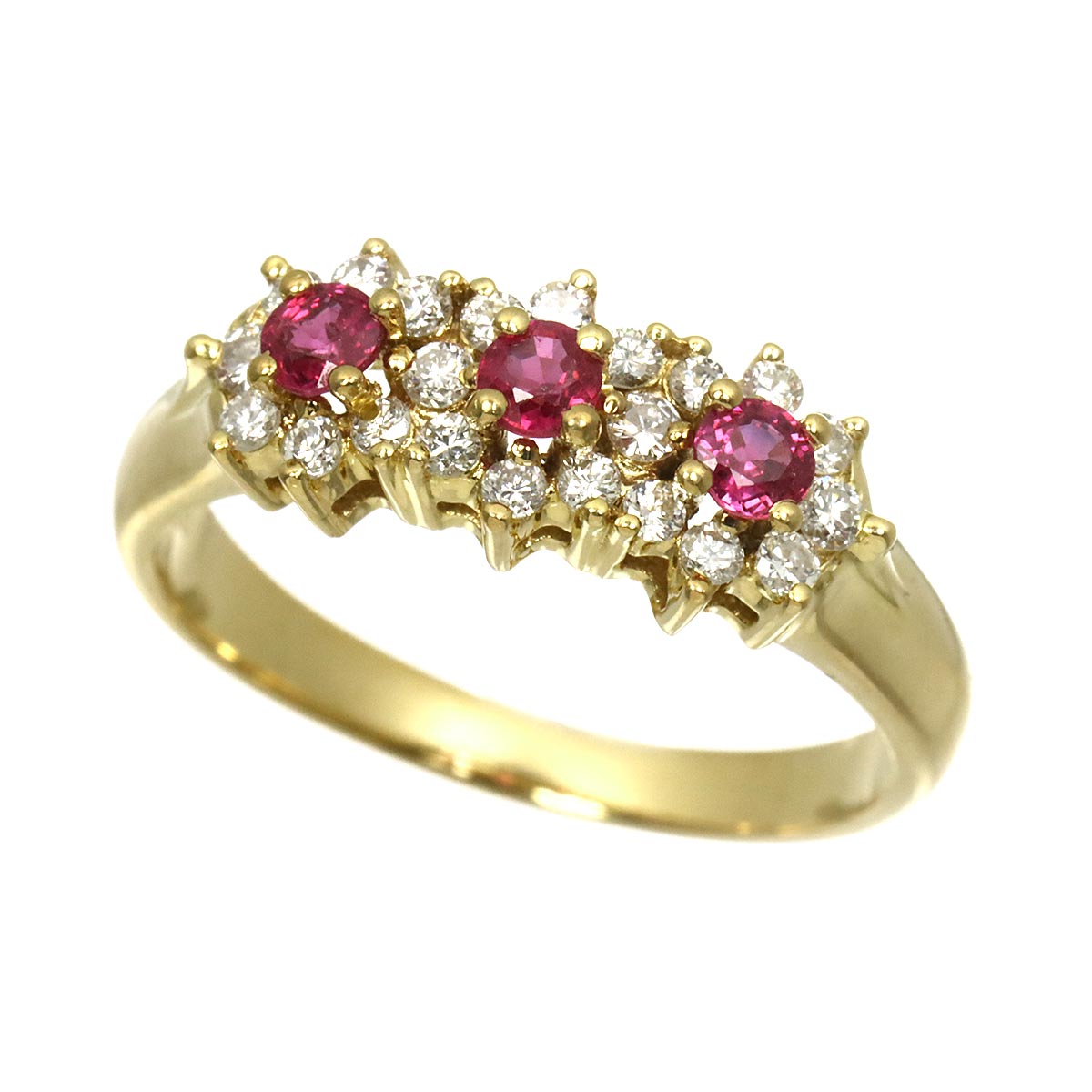 Ruby 0.32ct Diamond 0.29ct Ring 18K YG Size6(US)