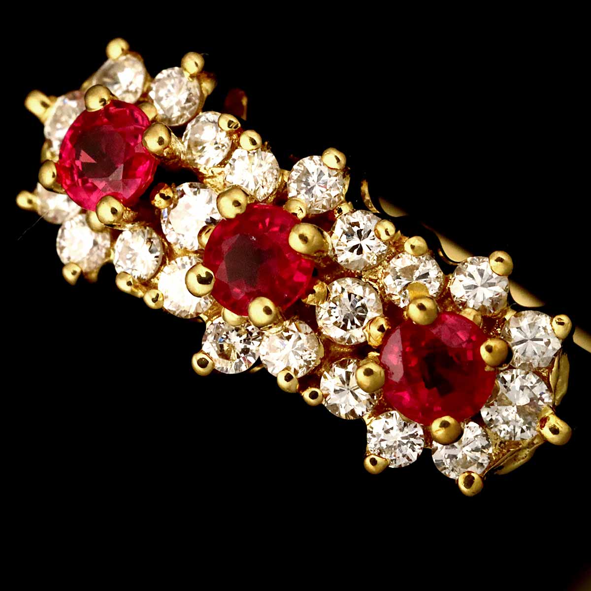 Ruby 0.32ct Diamond 0.29ct Ring 18K YG Size6(US)
