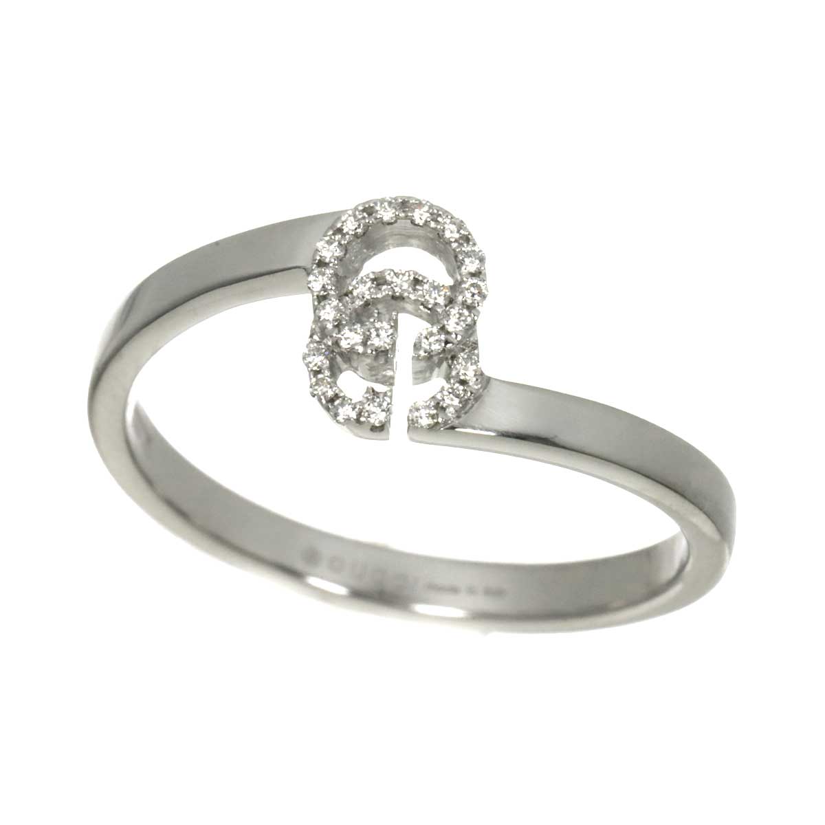 GG Logo Ring Diamond 18K K18 WG 750 size11 5.5-5.75(US)