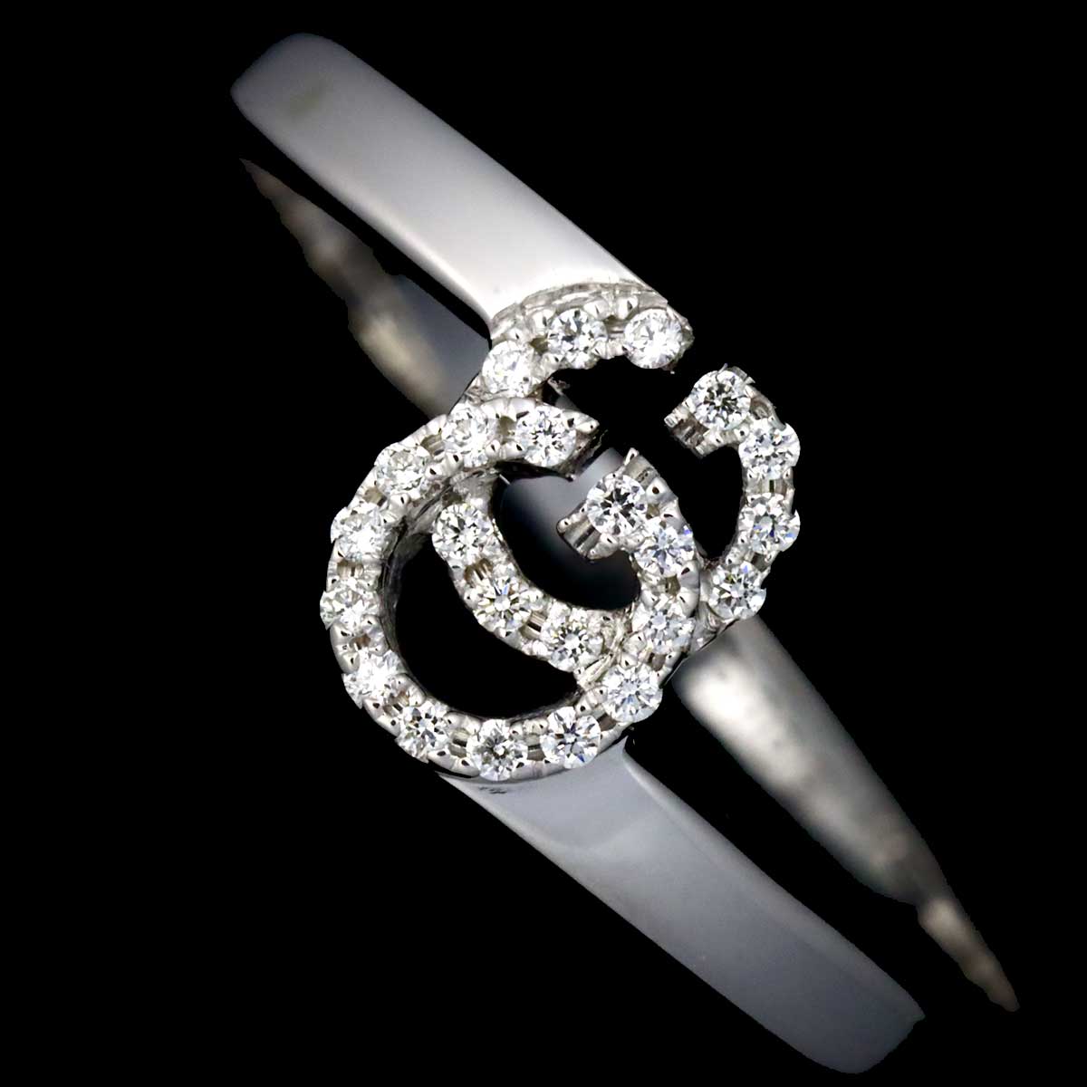 GG Logo Ring Diamond 18K K18 WG 750 size11 5.5-5.75(US)